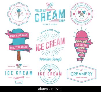 Vettore di gelato scudetti e indicazioni per qualsiasi utilizzo Illustrazione Vettoriale