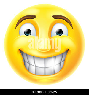 Un sorridente cartoon gli Emoji emoticon Smiley face carattere Foto Stock