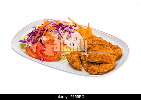 Carne di maiale giapponese - Tonkatsu isolato su bianco Foto Stock