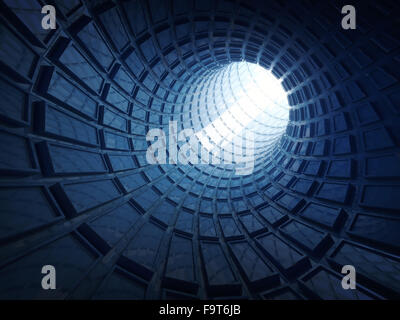 Abstract azzurro splendente tunnel digitale dello sfondo. 3d illustrazione Foto Stock