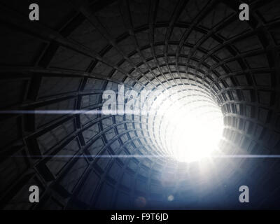 Abstract di nero tunnel digitale sfondo con luce soffusa in fine. 3d illustrazione Foto Stock