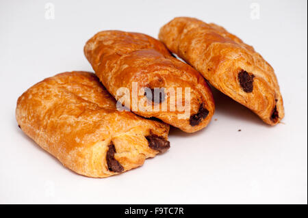 Au Bon Pain tre croissant al cioccolato Foto Stock