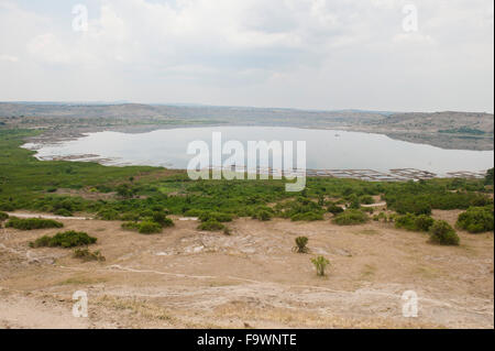 Miniere di sale a Katwe Crater Lake, Queen Elizabeth National Park, Uganda Foto Stock