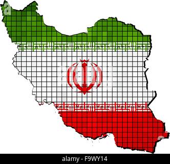 Mappa di Iran con bandiera all'interno Illustrazione Vettoriale