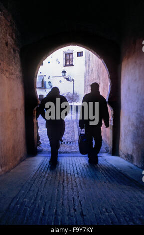 Arco de Las Pesas (arc pesi).Vicino a Plaza Larga. Quartiere Albaicín. Granada, Andalusia, Spagna Foto Stock