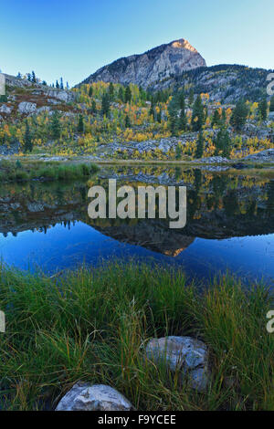 La collina di patate riflessa su beaver pond, Spud Lago Trail, San Juan Mountains, Colorado, STATI UNITI D'AMERICA Foto Stock