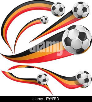 Belgio flag impostato con pallone da calcio su sfondo bianco Illustrazione Vettoriale