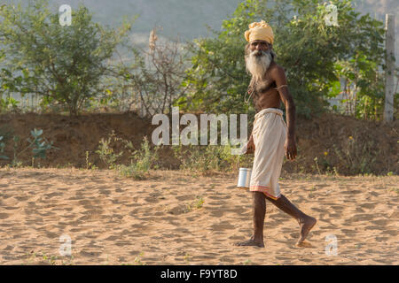 Sadhu, Camel Fair, Pushkar Foto Stock