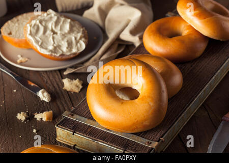 In casa pianura bagel uovo pronto a mangiare Foto Stock