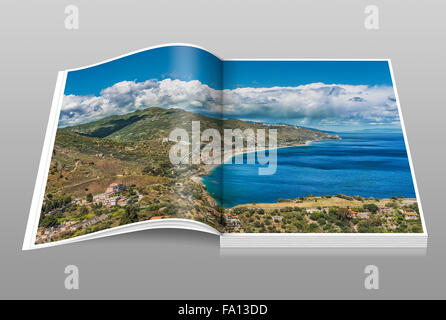 Vista da Taormina a Letojanni bay. Letojanni è situato sulla costa orientale della Sicilia, Letojanni, Sicilia, Italia, Europa Foto Stock