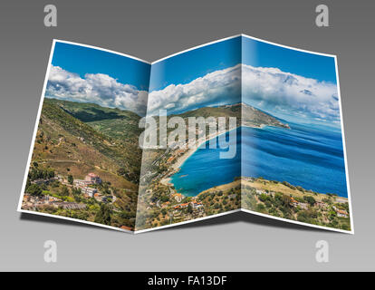 Vista da Taormina a Letojanni bay. Letojanni è situato sulla costa orientale della Sicilia, Letojanni, Sicilia, Italia, Europa Foto Stock