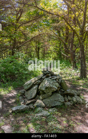 Un grande tumulo in corrispondenza del picco di montagna di vitello lungo l'Appalachian Trail nel Parco Nazionale di Shenandoah Foto Stock