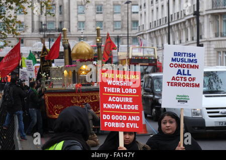 I musulmani sciiti arbaeen annuale processione London Dec 2015 Foto Stock
