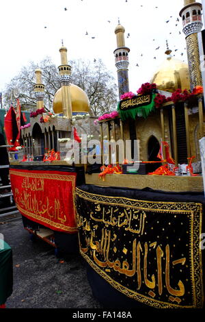 I musulmani sciiti arbaeen annuale processione London Dec 2015 Foto Stock