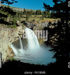 doppia cascata al fiume boulder cascate vicino a grande legname, montana Foto Stock