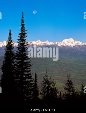 Impostazione della luna nel corso della missione montagne vicino condon, montana Foto Stock