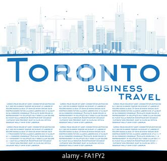 Profilo dello skyline di Toronto con edifici blu e copia di spazio. Illustrazione Vettoriale. Viaggi di affari e turismo concept Illustrazione Vettoriale