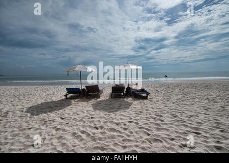 Spiaggia solitaria, Hua Hin, Thailandia Foto Stock