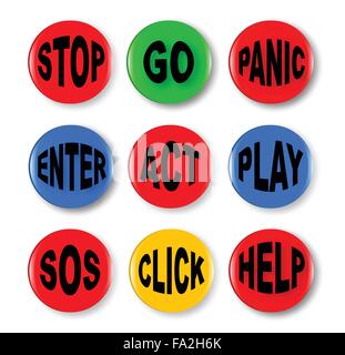 Una raccolta di icone del computer con varie istruzioni di testo tutti su uno sfondo bianco Illustrazione Vettoriale