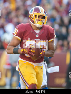 Landrover, Maryland, Stati Uniti d'America. Xx Dec, 2015. Washington Redskins manualmente l'estremità Giordania Reed (86) punteggi un touchdown nel secondo trimestre contro le fatture della Buffalo di FedEx Campo in Landover, Maryland domenica 20 dicembre, 2015. Credito: Ron Sachs/CNP - nessun filo SERVICE - Credit: dpa picture alliance/Alamy Live News Foto Stock