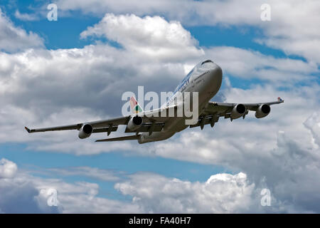 A South African Airways Boeing 747-400, ZS-DIRE VULINDLELA, presso gli RNAS Yeovilton International Air giorno, 2005. Foto Stock