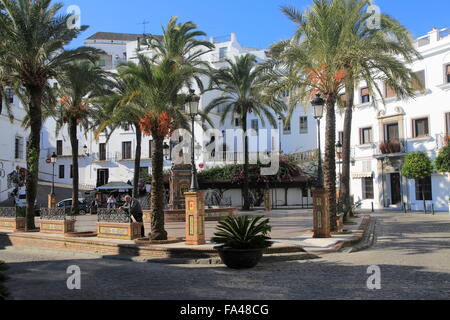 Plaza de Espana, Vejer de la Frontera, la provincia di Cadiz Cadice, Spagna Foto Stock