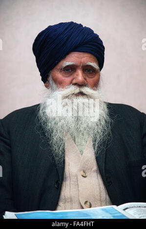 Close up ritratto di un uomo Sikh, Foto Stock