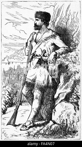 Daniel Boone (1734-1820), Libro Illustrazione da "Indiano orrori o massacri di Uomini rossi", da Henry Davenport Northrop, 1891 Foto Stock