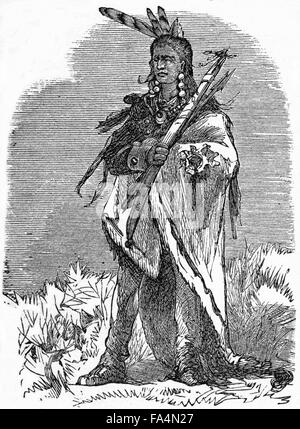La Pontiac (1720-1769), Ottawa guerra capo, prenota Illustrazione da "Indiano orrori o massacri di Uomini rossi", da Henry Davenport Northrop, 1891 Foto Stock
