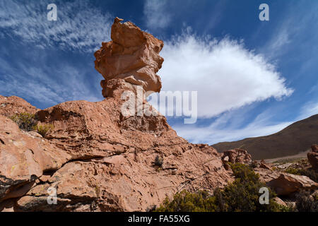 Roccia erosa pinnacle, valle de las rocas, valle rocciosa, uyuni, altiplano, triangolo di confine, Bolivia, Argentina, Cile Foto Stock