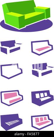 Set di icone divano Illustrazione Vettoriale