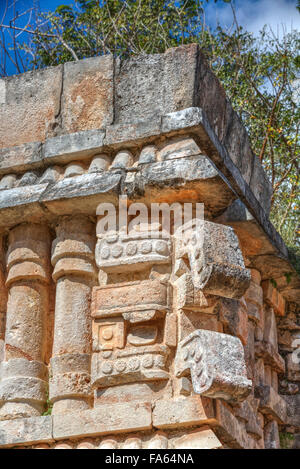 Chacón Maschera (Pioggia Dio), il palazzo, Labna, rovine Maya, Yucatan, Messico Foto Stock