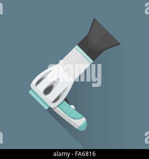 Vector colorato design piatto barbiere asciugacapelli elettrici illustrazione isolato sfondo scuro lunga ombra Illustrazione Vettoriale