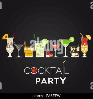 Set di vettore di diversi cocktail di alcool Illustrazione Vettoriale