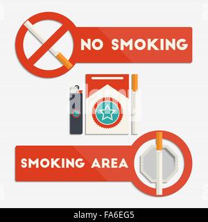 Per non fumatori e zona fumatori con segni di sigarette e sigari per il tuo design Illustrazione Vettoriale