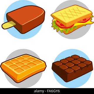 Il dessert e il fast food, icona Illustrazione Vettoriale