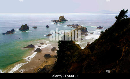 Bella mattina sulla costa dell'Oregon Foto Stock