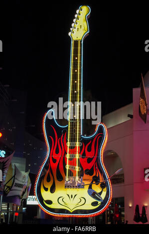 Hard Rock Cafe chitarra al Neon Sign Studios Universal CityWalk Foto Stock