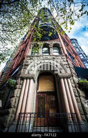 Stato storico edificio in Pioneer Square a Seattle, Washington Foto Stock