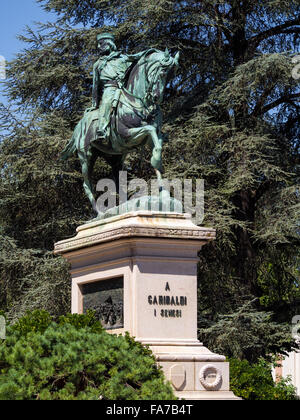 SIENA, ITALIA - 05 AGOSTO 2015: Statua di Giuseppe Garibaldi a Giardini la Lizza Foto Stock