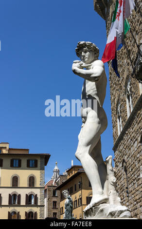 L'Italia, Toscana, Firenze, Piazza della Signoria, la statua di Davide Foto Stock