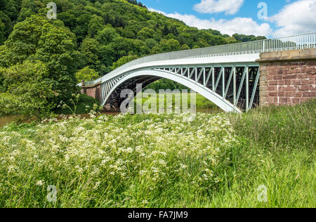 Ponte Bigsweir fiume Wye Monmouthshire, sul confine tra Inghilterra e Galles e fotografato dal lato del Gloucestershire Foto Stock