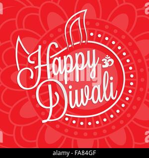 Felice diwali scritte per il tuo biglietto di auguri design Illustrazione Vettoriale