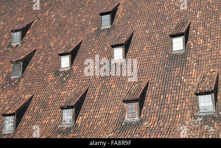 Gdansk, Polonia, dettaglio del tetto del Grande Mulino Foto Stock