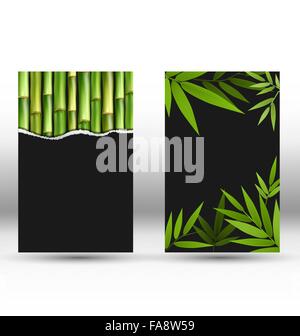 Bambù verde Carte in grigio Illustrazione Vettoriale