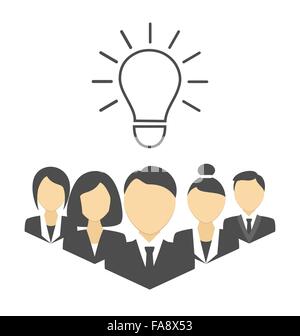 Ritratti di piana del personale con lampada idea isolato su bianco Illustrazione Vettoriale