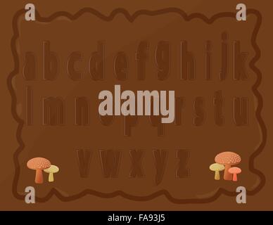 Piccoli alfabeti inglesi su una tavoletta di cioccolato in EPS vettoriali10 formato. Illustrazione Vettoriale