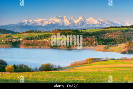 Monti Tatra, vista dalla regione di Pieniny, Polonia Foto Stock