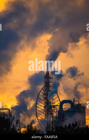 Airpollution dalla pianta al tramonto Foto Stock