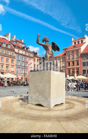 Il Mermaid sulla Piazza del Mercato Vecchio a Varsavia, Polonia Foto Stock